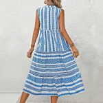 Summer New Women's Clothing Bohemian Vacation Style Geometric Print V-Neck Sleeveless Dress