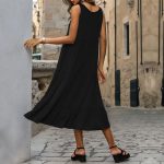 Summer New Women's Clothing Simple Elegant Sleeveless U-Neck Loose Midi Dress