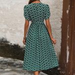 Amazon Hot Selling 2026 Elegant Fashion Floral Print Round Neck Tie Waist Dress