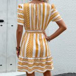 New Arrivals 2026 Fashion V-Neck Bohemian Style Color Block Printed Dress