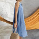 Summer Fashion Women's Solid Color Loose Fit Knee-Length Sleeveless Shirt Dress