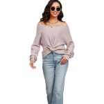 New arrival spring summer off-shoulder top single color elegant women knitwear knitted sweaters