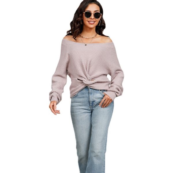 New arrival spring summer off-shoulder top single color elegant women knitwear knitted sweaters