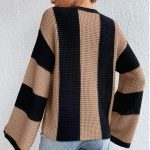 knitwear women fashion autumn winter round neck oversize pullover jumpers striped knitted casual sweaters