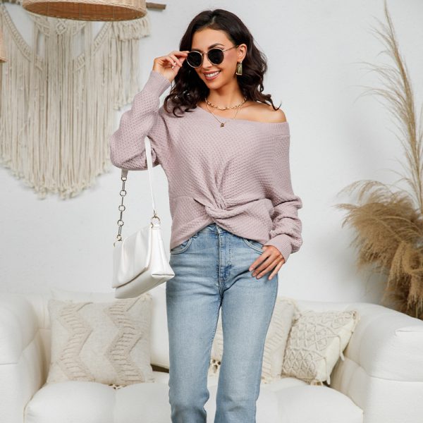 New arrival spring summer off-shoulder top single color elegant women knitwear knitted sweaters