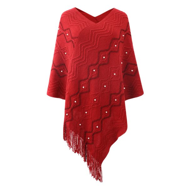 Fall Winter Fashion Women Casual Knitwear cape coat shawl cloak striped knitted sweaters with tassel