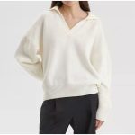 High quality turn down collar solid color pure color jumper mujer women casual pullover INS style sweater