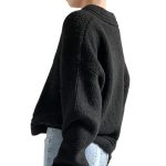 Retro Winter Plain Carmine Fashionable Knitwear Oversize v neck Thicken sweater mujer 20262