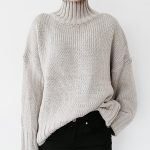 Turtle neck women solid color winter autumn oversize pullover casual Knit sweater