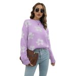 Hot sales fashion loose jacquard crew neck jumpers fall winter long sleeve casual pullover women sweaters