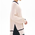 clothing autumn winter o neck oversize jumpers pullover elegant side split stripe sweaters for women