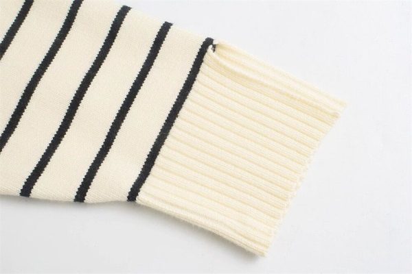 New arrivals autumn winter casual thicken knitwear Half zipper turtleneck loose striped knitted sweater for women