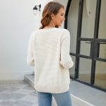 solid color full zipper women knitwear zip-up crew neck cardigans sweaters