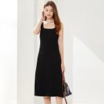 New design square collar sleeveless slim fit knitwear women elegant pullover A-line midi knit dress