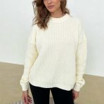 High quality round neck casual knitwear women thick fall winter pure color warm loose Women Sweater
