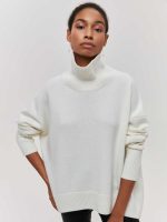 Hot selling solid color temperament turtleneck knitwear pullover oversize women elegant sweaters