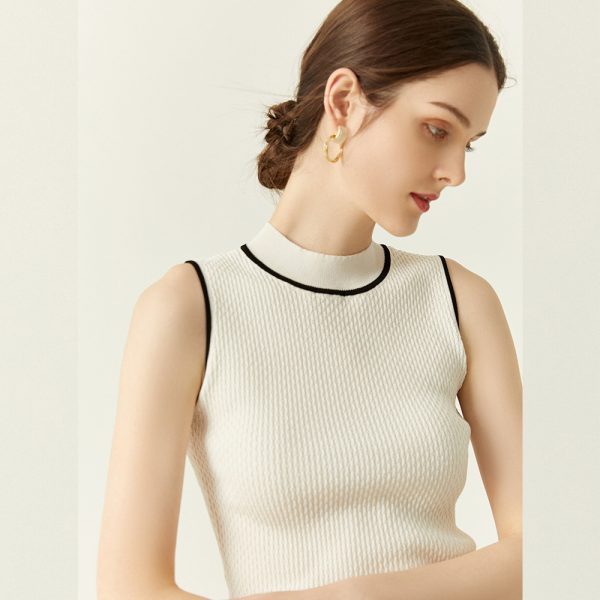 High quality round neck sleeveless sexy camisole bodycon color blocking cool women summer knitted vest