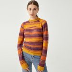 autumn winter thicken tie-dye printed crew neck knitwear long sleeve slim fit casual knit baby mohair sweaters