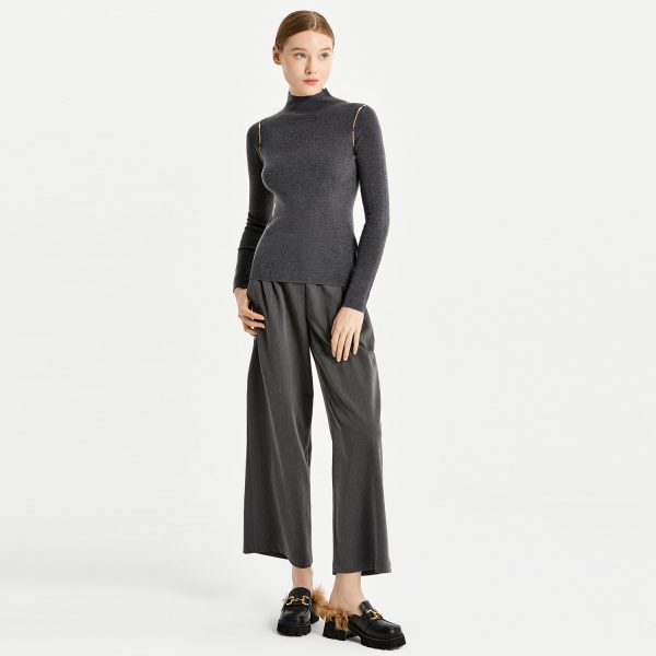 Clothing Women elegant pullover sweaters solid color slim fit warm cozy half high collar mujer jumpers