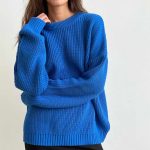 High quality round neck casual knitwear women thick fall winter pure color warm loose Women Sweater