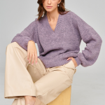 casual knitwear solid color v neck pullover elegant streetwear loose women lantern sleeve sweaters