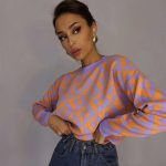hot sales winter o-neck pullover geometric pattern Knitwear women casual oversize short sweater