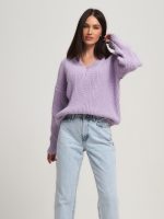 Trending Fall Winter Loose v neck jumpers casual pullover knitted elegant thicken sweater for women