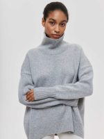 Hot selling solid color temperament turtleneck knitwear pullover oversize women elegant sweaters