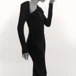 Knitwear winter long sleeve slim fit irregular design casual maxi hollow out knit dress women