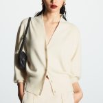 V neck single-breasted sweaters coat slim fit waist jumpers solid color elegant women cardigans