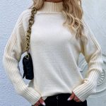 Autumn Winter solid color cable sweater casual pullover loose women's solid color turtleneck jumpers