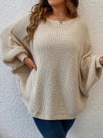 Autumn Winter Casual Pullover Plus size Jumpers Batwing Sleeve Elegant Solid Color Sweater Women