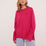 hot selling casual streetwear pure color round neck women cozy plush irregular Oversize sweaters