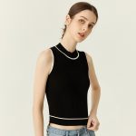 High quality round neck sleeveless sexy camisole bodycon color blocking cool women summer knitted vest
