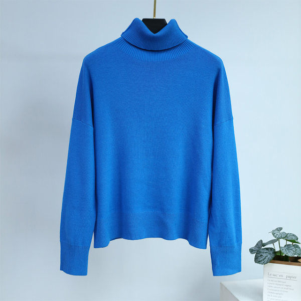 casual knitwear solid color turtleneck long women oversize elegant sweaters