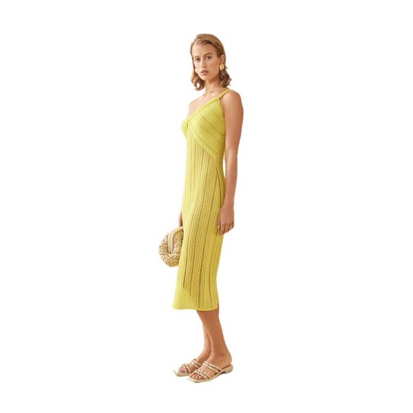 summer fashion knitted One Shoulder irregular design omen's sexy stylish hollow out see through mini vacation dress