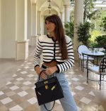 New Arrivals Round Neck Casual Single-breasted button-up curved sweaters coats elegant Women Striped Cardigan