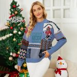 Clothing Festival cable Fawn jacquard knitwear Geometric crewneck pullover Christmas sweaters