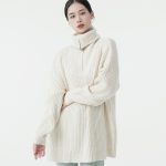 oversize casual knitwear pure color turn down collar INS stylish elegant designer sweaters women