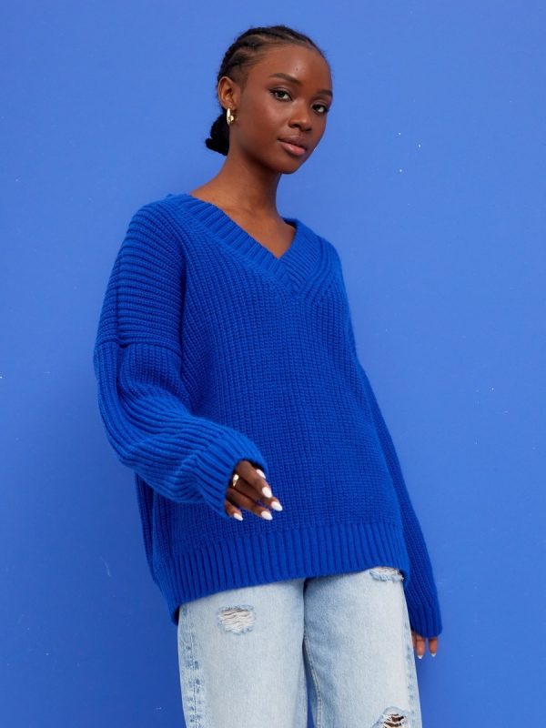 High quality Jumper Knitted Pure color thicken Alpaca Wool v Neck Merino Wool Cashmere Sweater Women