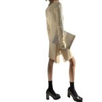 pure color asymmetrical neck pullover knitwear elegant Design sense niche knit dress women long sleeve base skirts