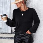 clothing round neck solid color jumper mujer floral pattern women's long sleeve pullover lace sweater