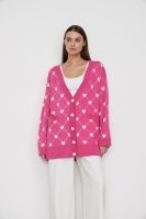 Fall winter V-neck single-breasted button knitwear oversize casual women Love heart jacquard cardigan sweater