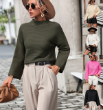 New style round neck Temperament high quality loose pullover solid color knitwear oversize women elegant sweaters