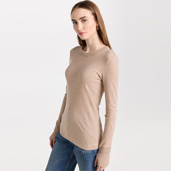 Hot sales pure color o-neck mujer sweaters pullover long sleeve slim fit women modest basic jumpers