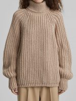 High quality turtleneck knitwear Long Sleeve pure color Knitted oversize thick elegant sweater women