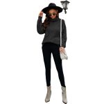 Clothing rolled neck jumper mujer solid color winter fall casual pullover loose cable sweaters for women