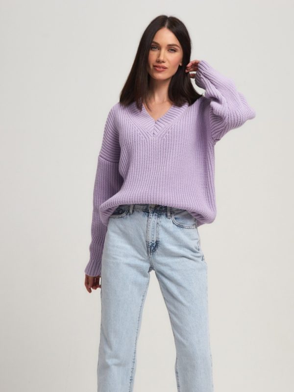 High quality Jumper Knitted Pure color thicken Alpaca Wool v Neck Merino Wool Cashmere Sweater Women