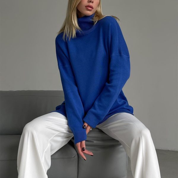 women sweater pullover knitwear winter high neck cotton knitted designer knit sweater