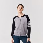 Knitwear round neck Four stripes sweaters coat oversize women casual single-breasted cardigans